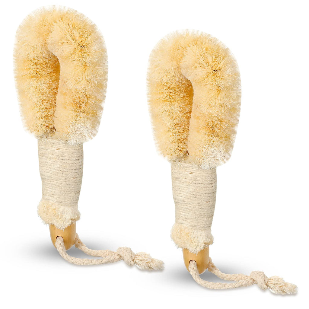 2 Pcs Dry Brushing Body Brush Exfoliating Brush Body Scrubber Natural Bristle Body Brush Bath Shower Dry Skin and Body Sisal Brush with Naturals Fibers for Skin Care Exfoliates Skin
